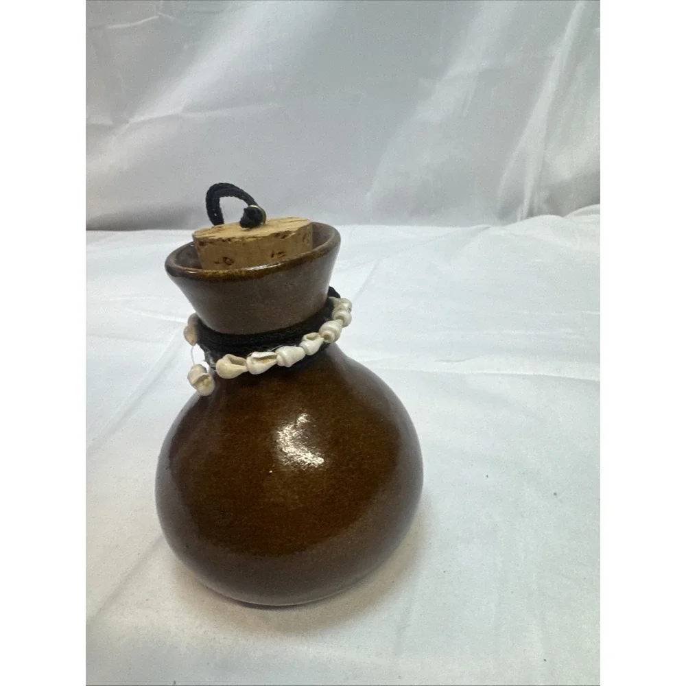 Handmade Hawaii Pottery Square Canister Jar With Cork Lid, Brown Glaze w/‎ Notes
